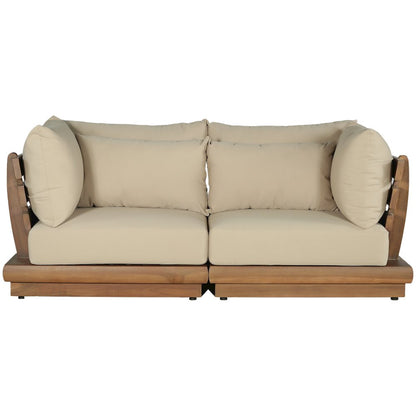 Mirella 76" Tan Water Resistant Fabric 2pc Patio Loveseat