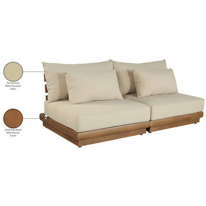 Mirella 74" Tan Water Resistant Fabric 2pc Patio Loveseat