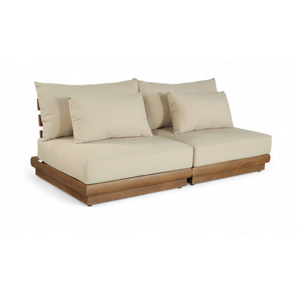 Mirella 74" Tan Water Resistant Fabric 2pc Patio Loveseat