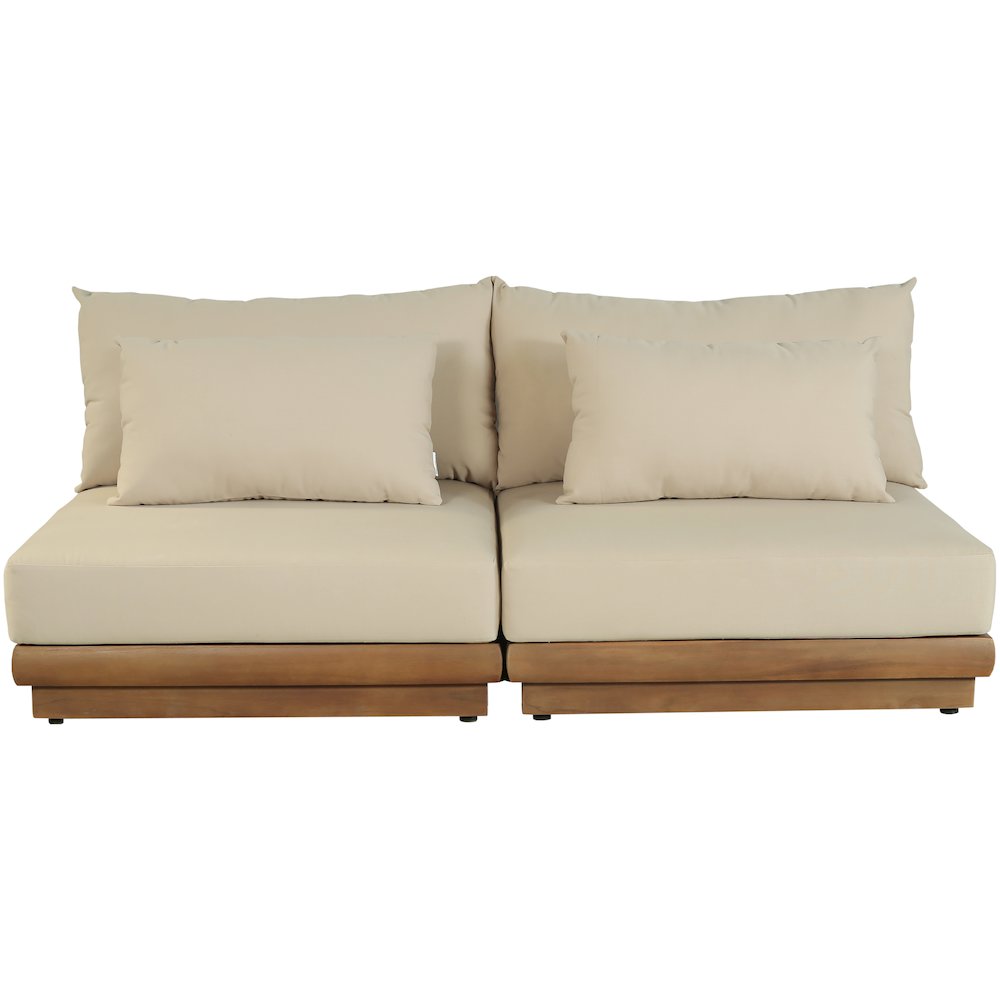 Mirella 74" Tan Water Resistant Fabric 2pc Patio Loveseat