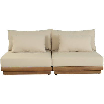 Mirella 74" Tan Water Resistant Fabric 2pc Patio Loveseat