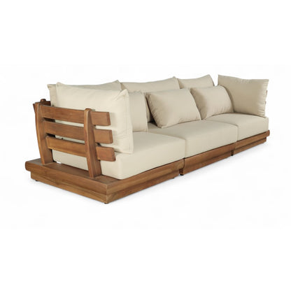 Mirella 113" Tan Water Resistant Fabric 3pc Patio Sofa