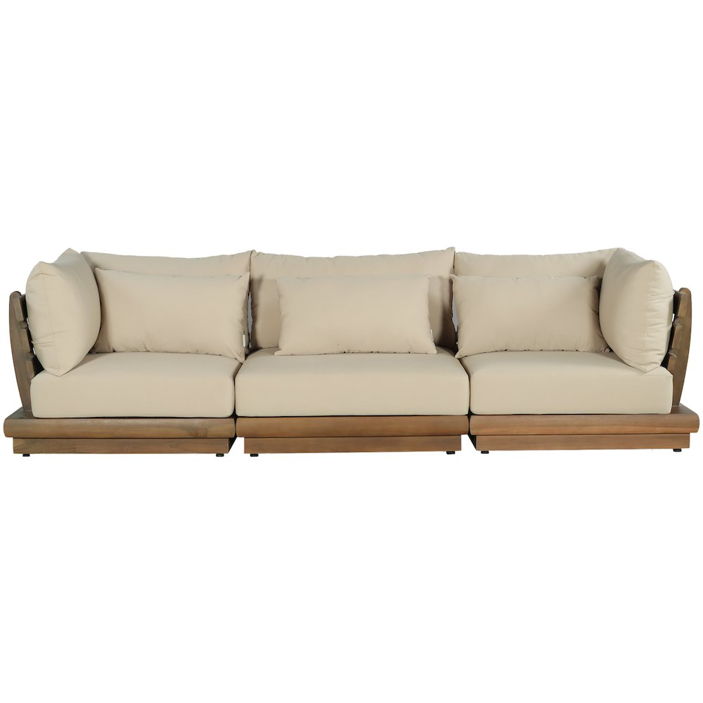 Mirella 113" Tan Water Resistant Fabric 3pc Patio Sofa