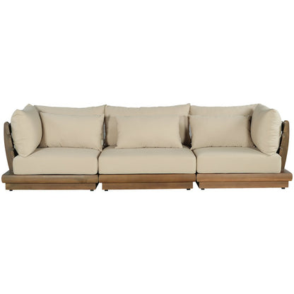 Mirella 113" Tan Water Resistant Fabric 3pc Patio Sofa