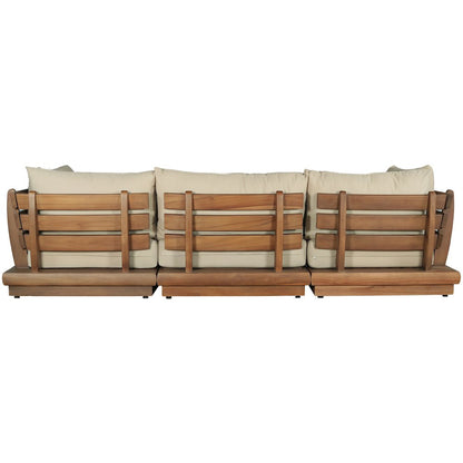 Mirella 113" Tan Water Resistant Fabric 3pc Patio Sofa