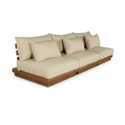 Mirella 111" Tan Water Resistant Fabric 3pc Patio Sofa