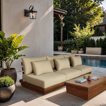 Mirella 111" Tan Water Resistant Fabric 3pc Patio Sofa