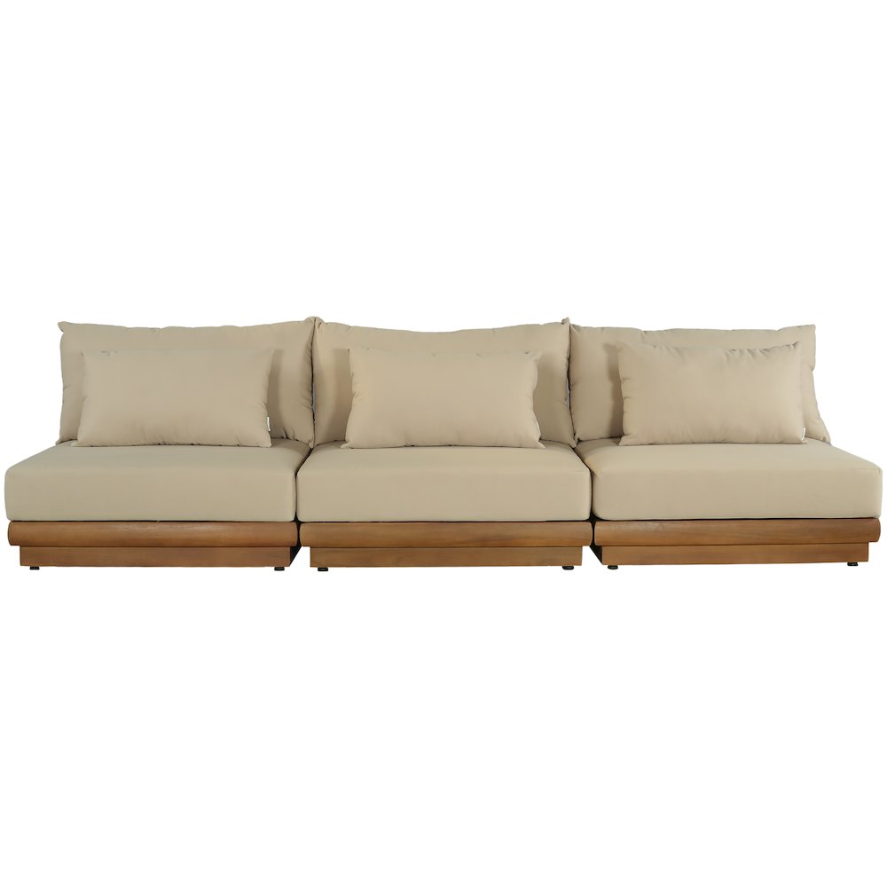 Mirella 111" Tan Water Resistant Fabric 3pc Patio Sofa