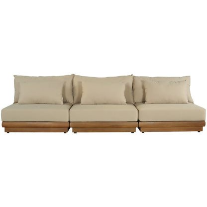 Mirella 111" Tan Water Resistant Fabric 3pc Patio Sofa
