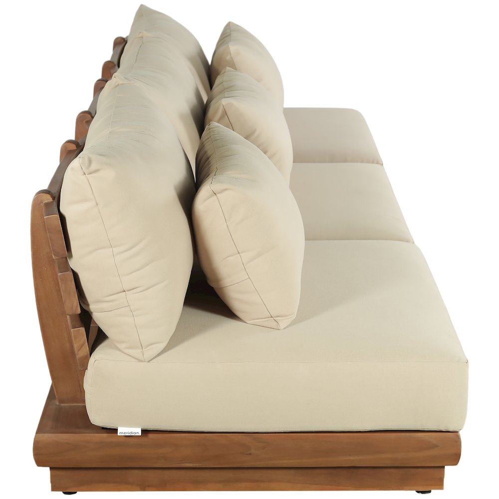 Mirella 111" Tan Water Resistant Fabric 3pc Patio Sofa