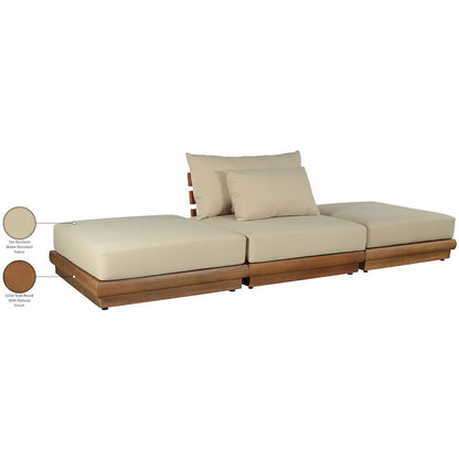 Mirella 111" Tan Water Resistant Fabric 3pc Patio Sofa
