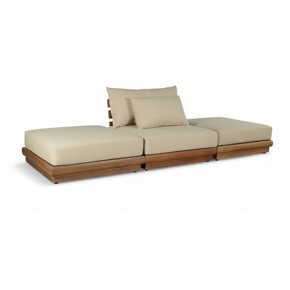 Mirella 111" Tan Water Resistant Fabric 3pc Patio Sofa