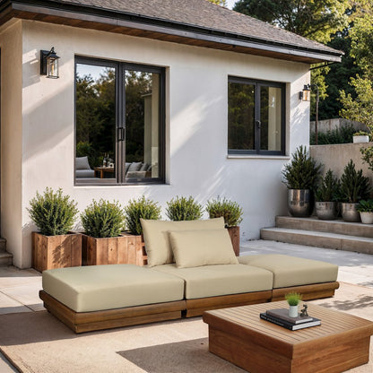 Mirella 111" Tan Water Resistant Fabric 3pc Patio Sofa