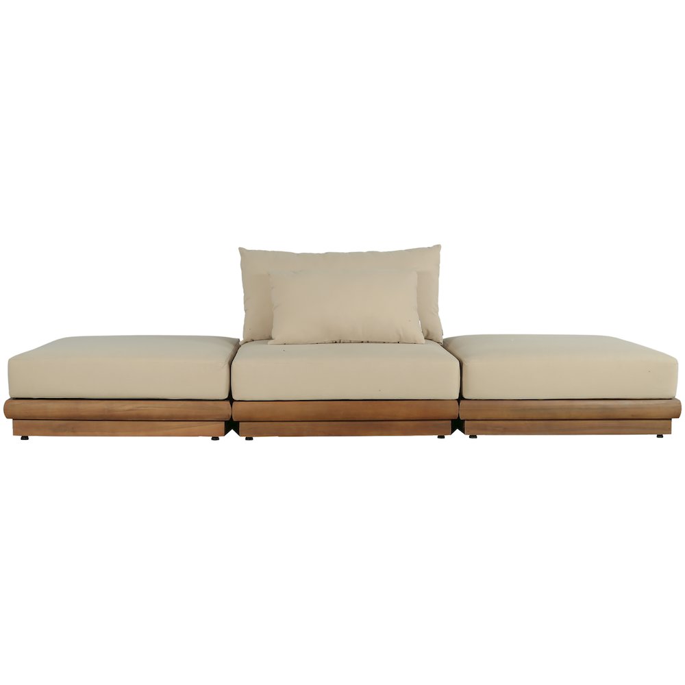 Mirella 111" Tan Water Resistant Fabric 3pc Patio Sofa