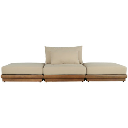 Mirella 111" Tan Water Resistant Fabric 3pc Patio Sofa