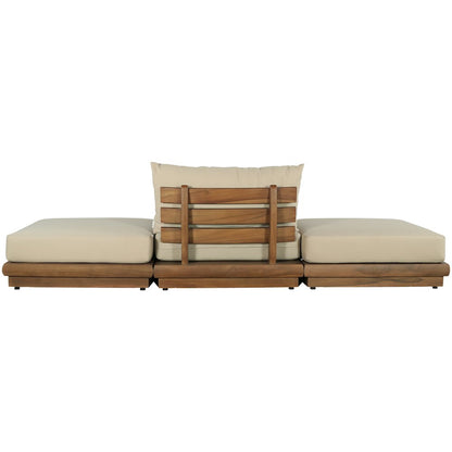 Mirella 111" Tan Water Resistant Fabric 3pc Patio Sofa