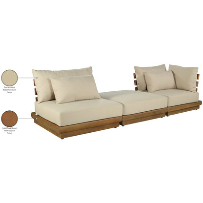 Mirella 112" Tan Water Resistant Fabric 3pc Patio Sofa
