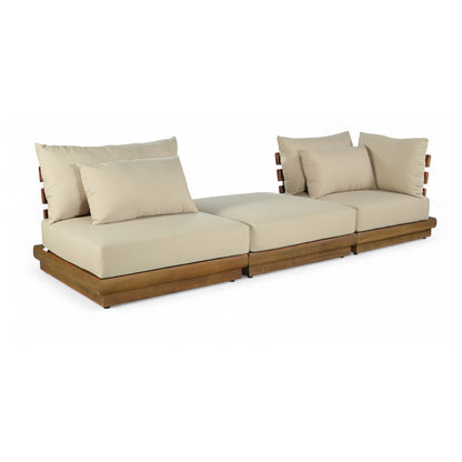 Mirella 112" Tan Water Resistant Fabric 3pc Patio Sofa