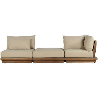Mirella 112" Tan Water Resistant Fabric 3pc Patio Sofa