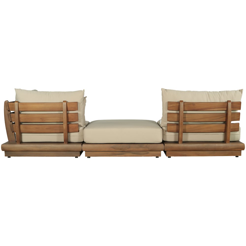 Mirella 112" Tan Water Resistant Fabric 3pc Patio Sofa