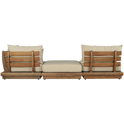 Mirella 112" Tan Water Resistant Fabric 3pc Patio Sofa