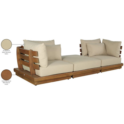 Mirella 113" Tan Water Resistant Fabric 3pc Patio Sofa