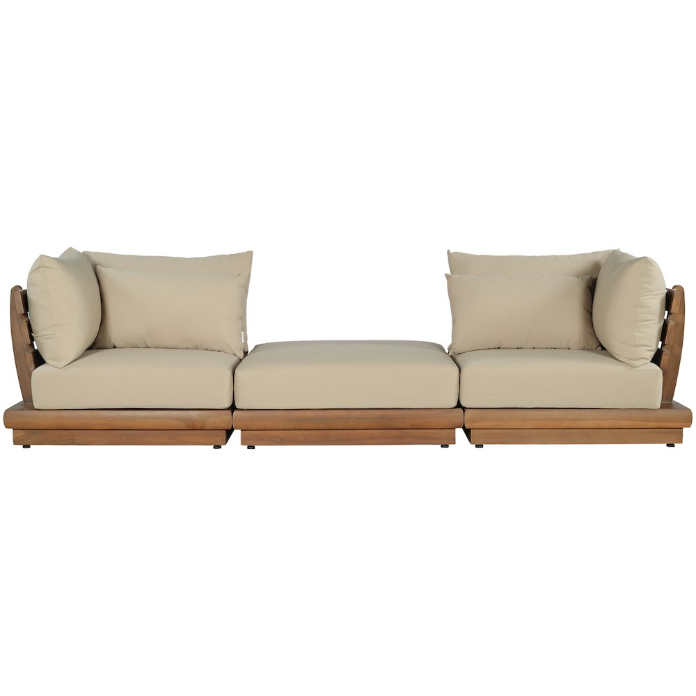 Mirella 113" Tan Water Resistant Fabric 3pc Patio Sofa