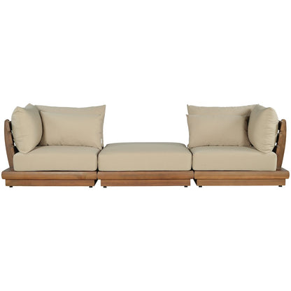 Mirella 113" Tan Water Resistant Fabric 3pc Patio Sofa
