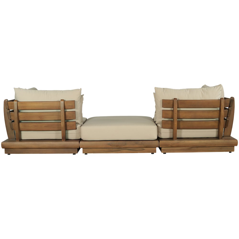 Mirella 113" Tan Water Resistant Fabric 3pc Patio Sofa