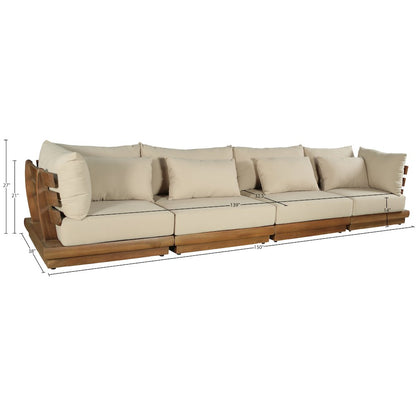 Mirella 150" Tan Water Resistant Fabric 4pc Patio Sofa