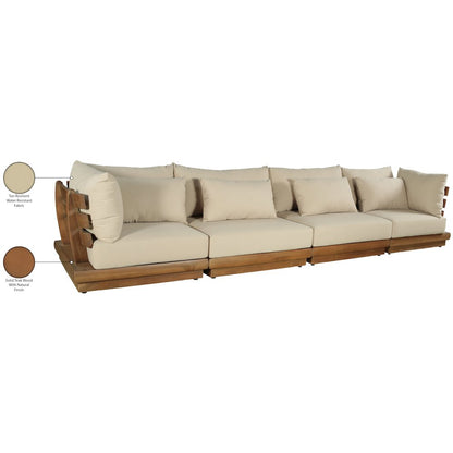 Mirella 150" Tan Water Resistant Fabric 4pc Patio Sofa