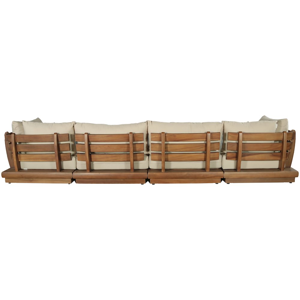 Mirella 150" Tan Water Resistant Fabric 4pc Patio Sofa