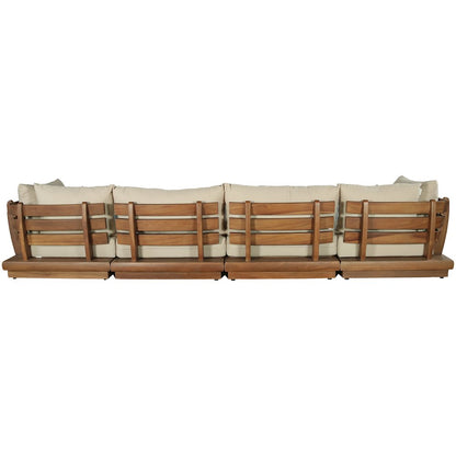 Mirella 150" Tan Water Resistant Fabric 4pc Patio Sofa