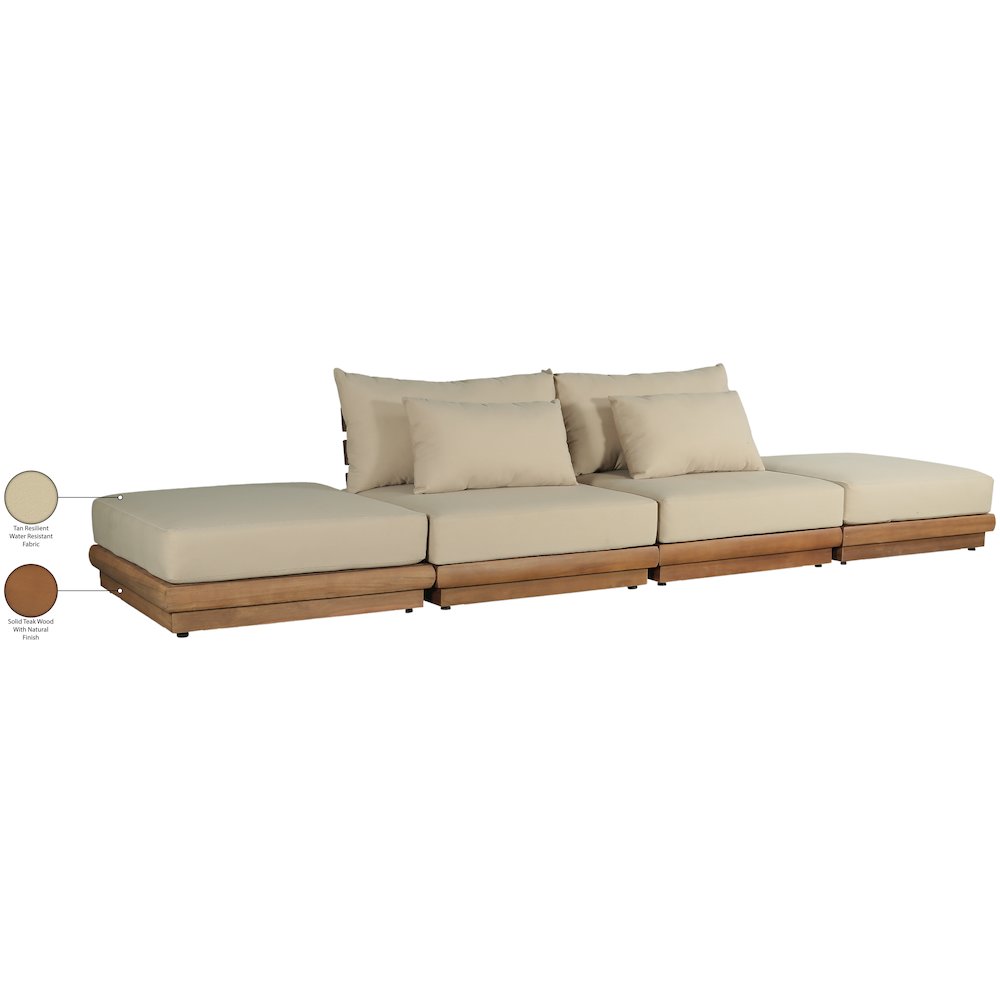 Mirella 148" Tan Water Resistant Fabric 4pc Patio Sofa