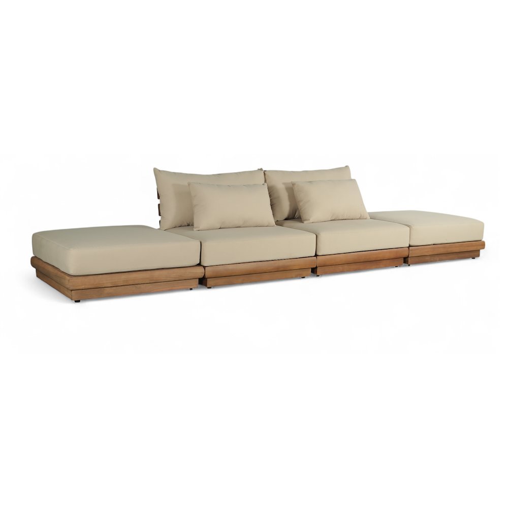 Mirella 148" Tan Water Resistant Fabric 4pc Patio Sofa