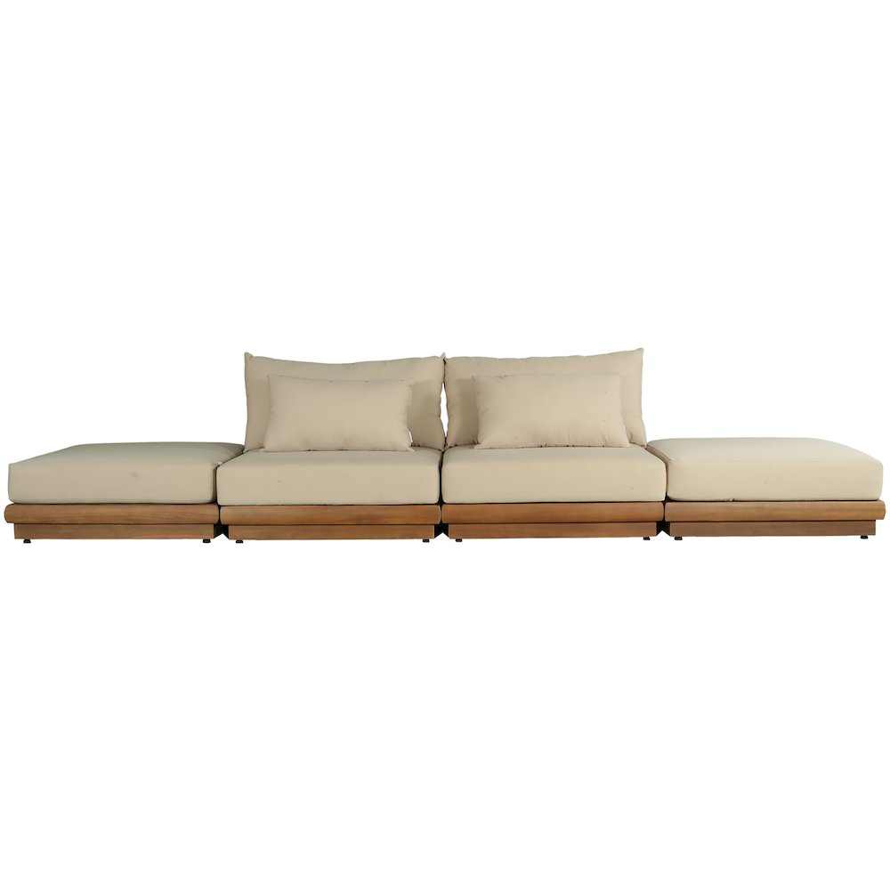Mirella 148" Tan Water Resistant Fabric 4pc Patio Sofa