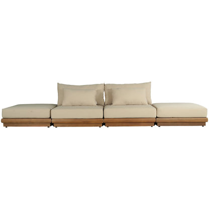 Mirella 148" Tan Water Resistant Fabric 4pc Patio Sofa