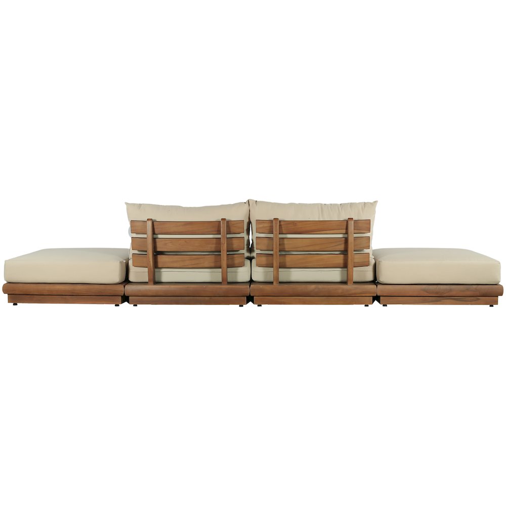 Mirella 148" Tan Water Resistant Fabric 4pc Patio Sofa