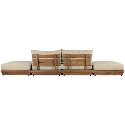 Mirella 148" Tan Water Resistant Fabric 4pc Patio Sofa