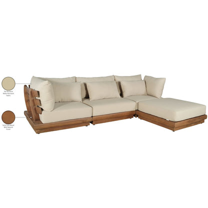 Mirella 113" Tan Water Resistant Fabric 4pc Patio Sectional
