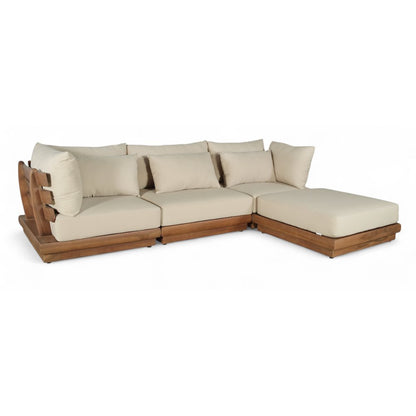Mirella 113" Tan Water Resistant Fabric 4pc Patio Sectional