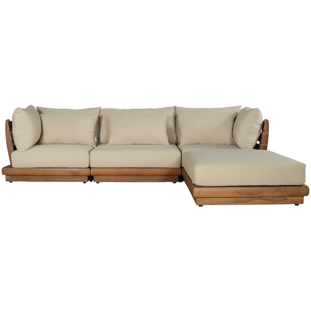 Mirella 113" Tan Water Resistant Fabric 4pc Patio Sectional