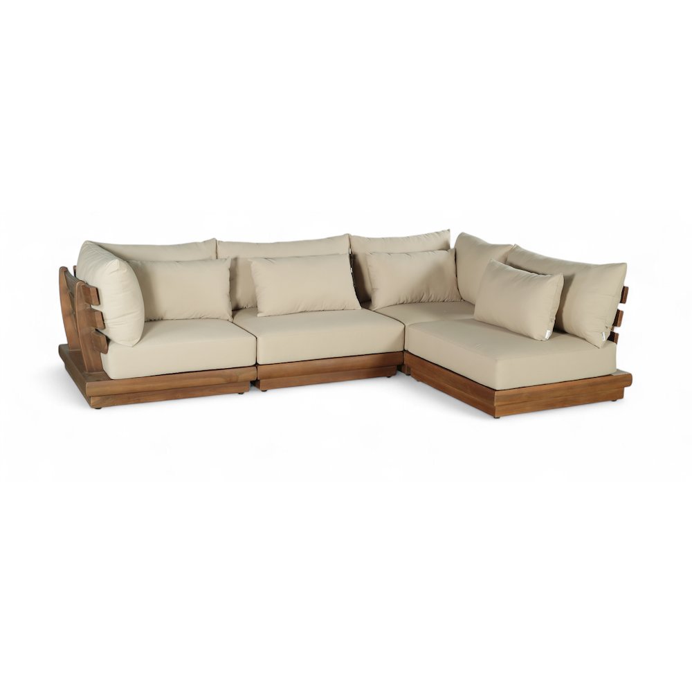 Mirella 113" Tan Water Resistant Fabric 4pc Patio Sectional