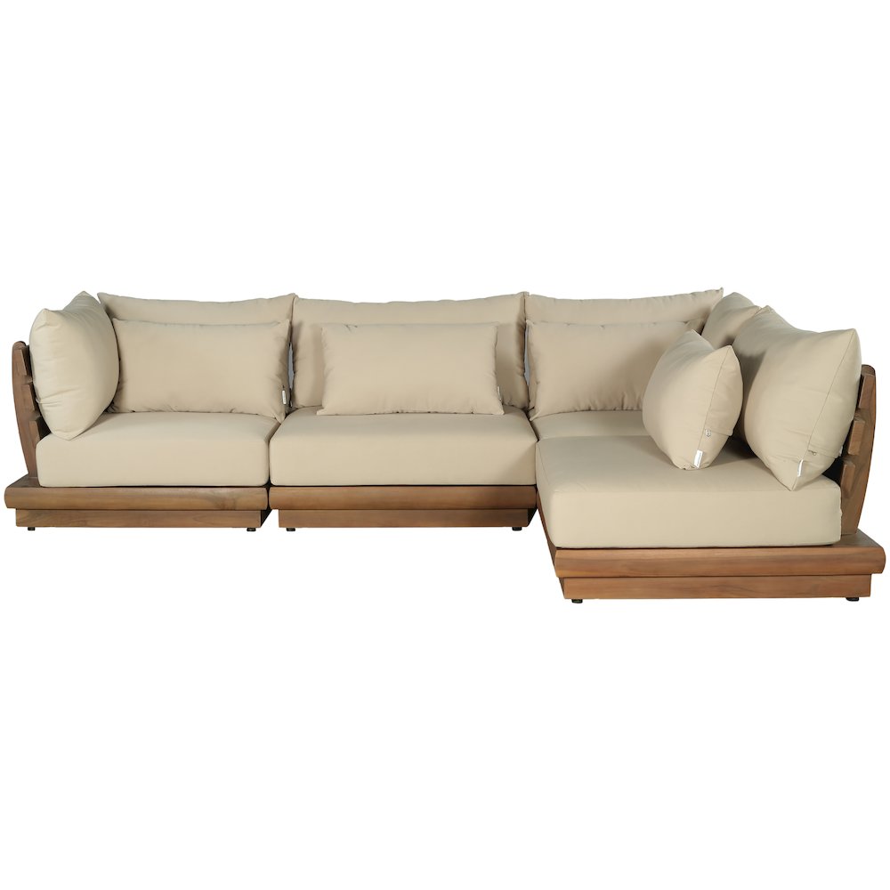 Mirella 113" Tan Water Resistant Fabric 4pc Patio Sectional