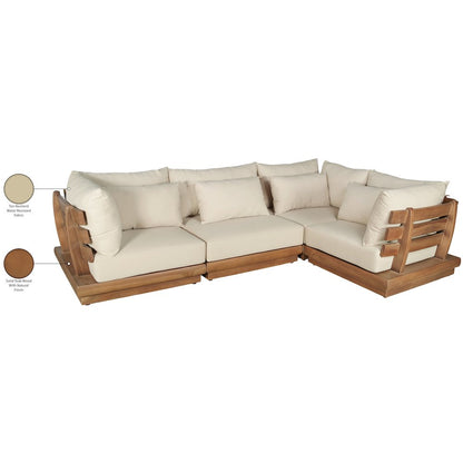 Mirella 113" Tan Water Resistant Fabric 4pc Patio Sectional