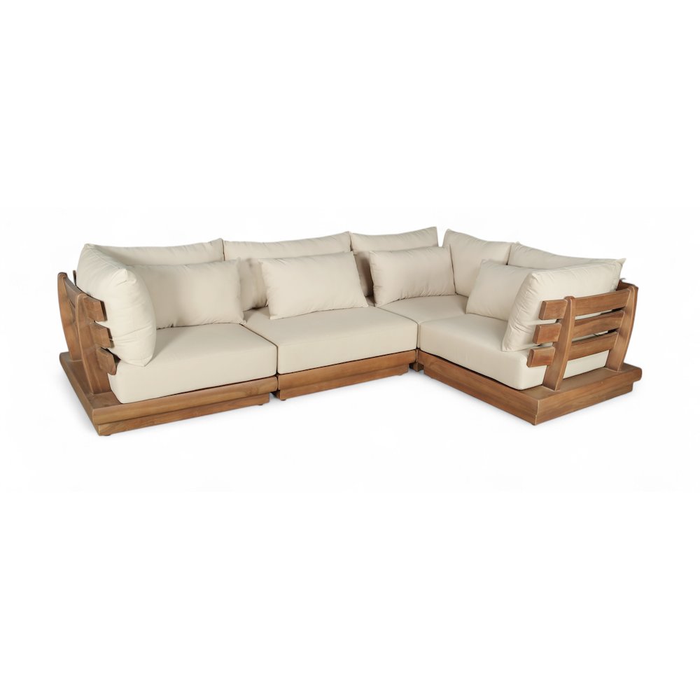 Mirella 113" Tan Water Resistant Fabric 4pc Patio Sectional