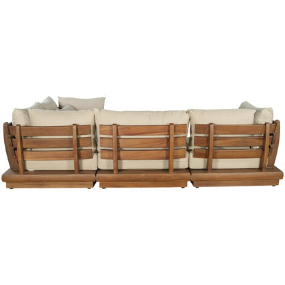 Mirella 113" Tan Water Resistant Fabric 4pc Patio Sectional