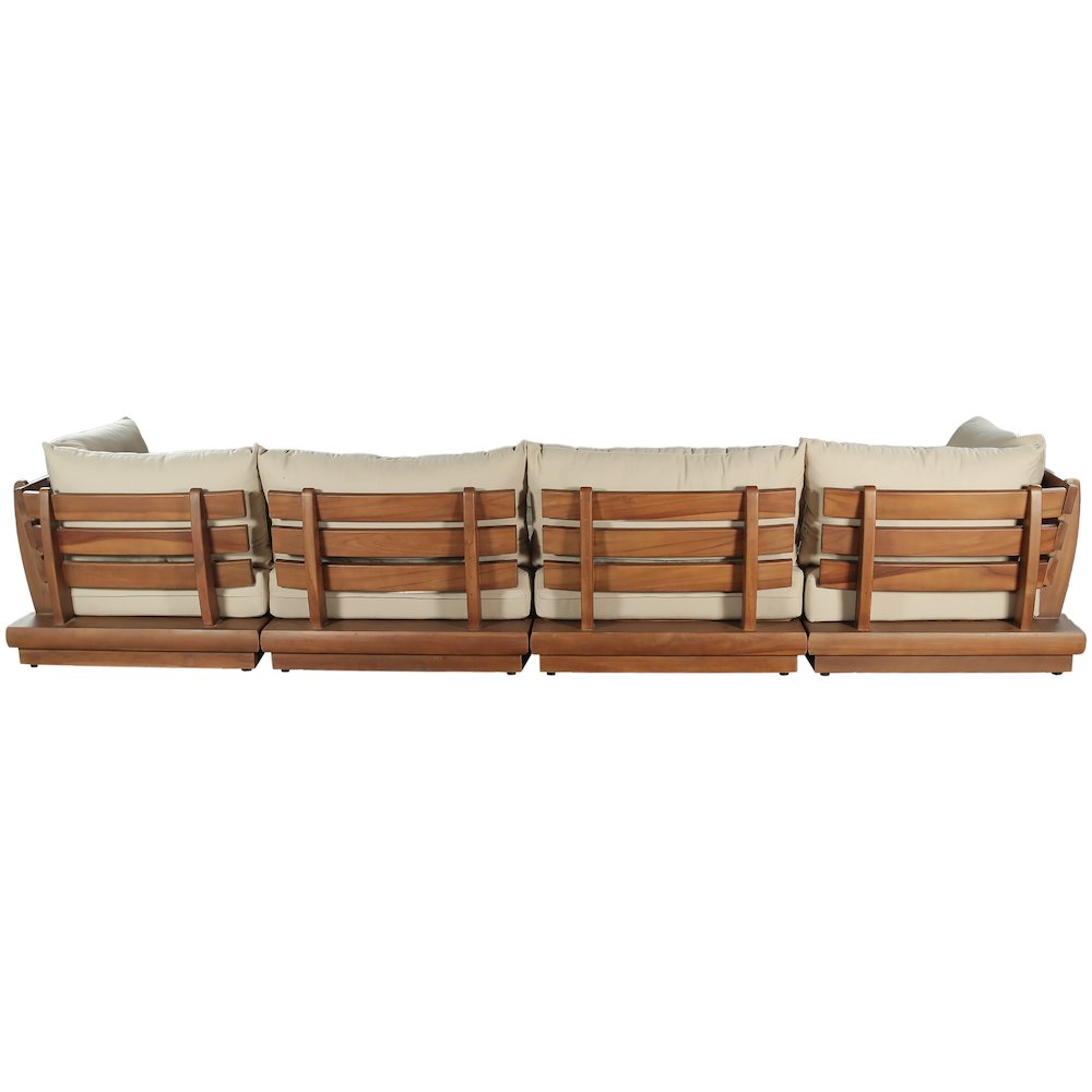 Mirella 150" Tan Water Resistant Fabric 5pc Patio Sectional