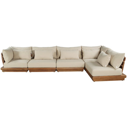 Mirella 150" Tan Water Resistant Fabric 5pc Patio Sectional