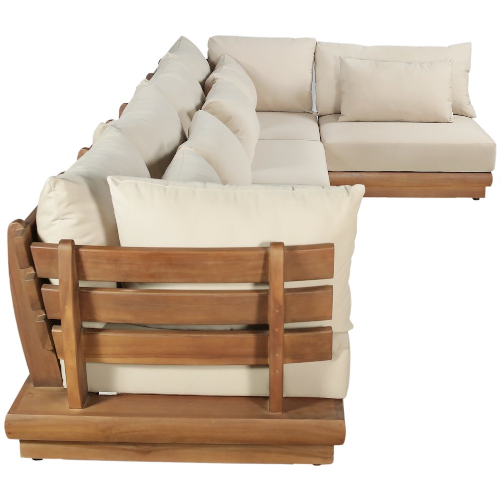 Mirella 150" Tan Water Resistant Fabric 5pc Patio Sectional